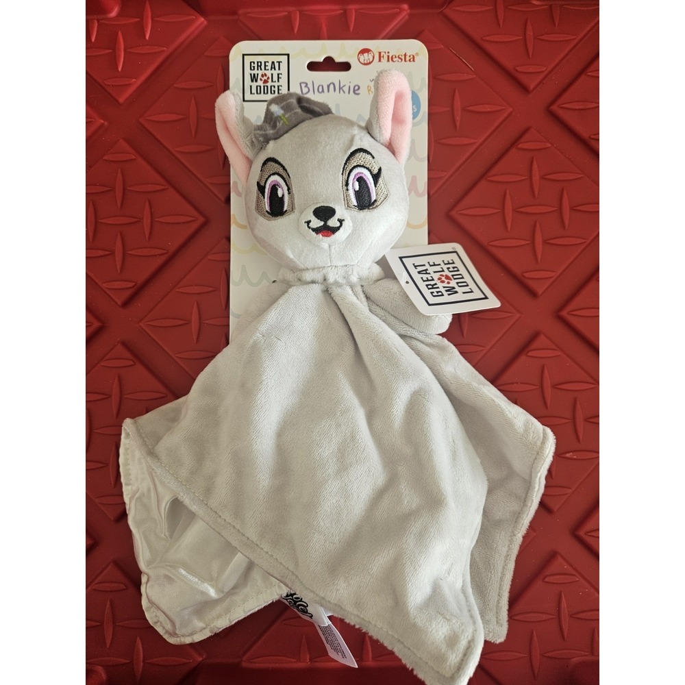 Great Wolf Lodge Violet Wolf Blankie Rattle Plush Lovey Security Blanket Fiesta